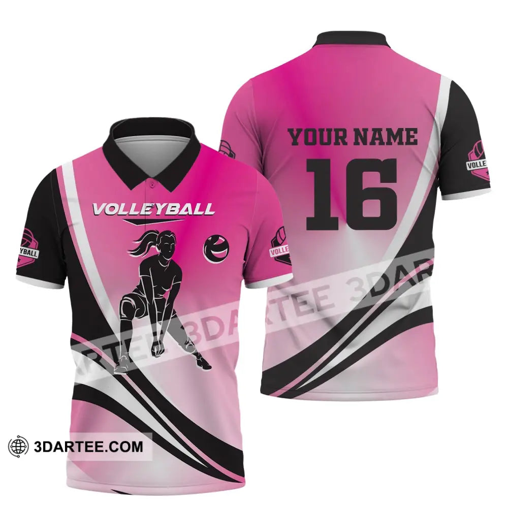 Woman Shirt Custom Name And Number Volleyball T-Shirt For Club Gift Players Polo / S