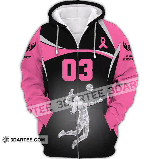 Woman Shirt Custom Name And Number Volleyball T-Shirt For Team Gift Players Zipper Hoodie / S