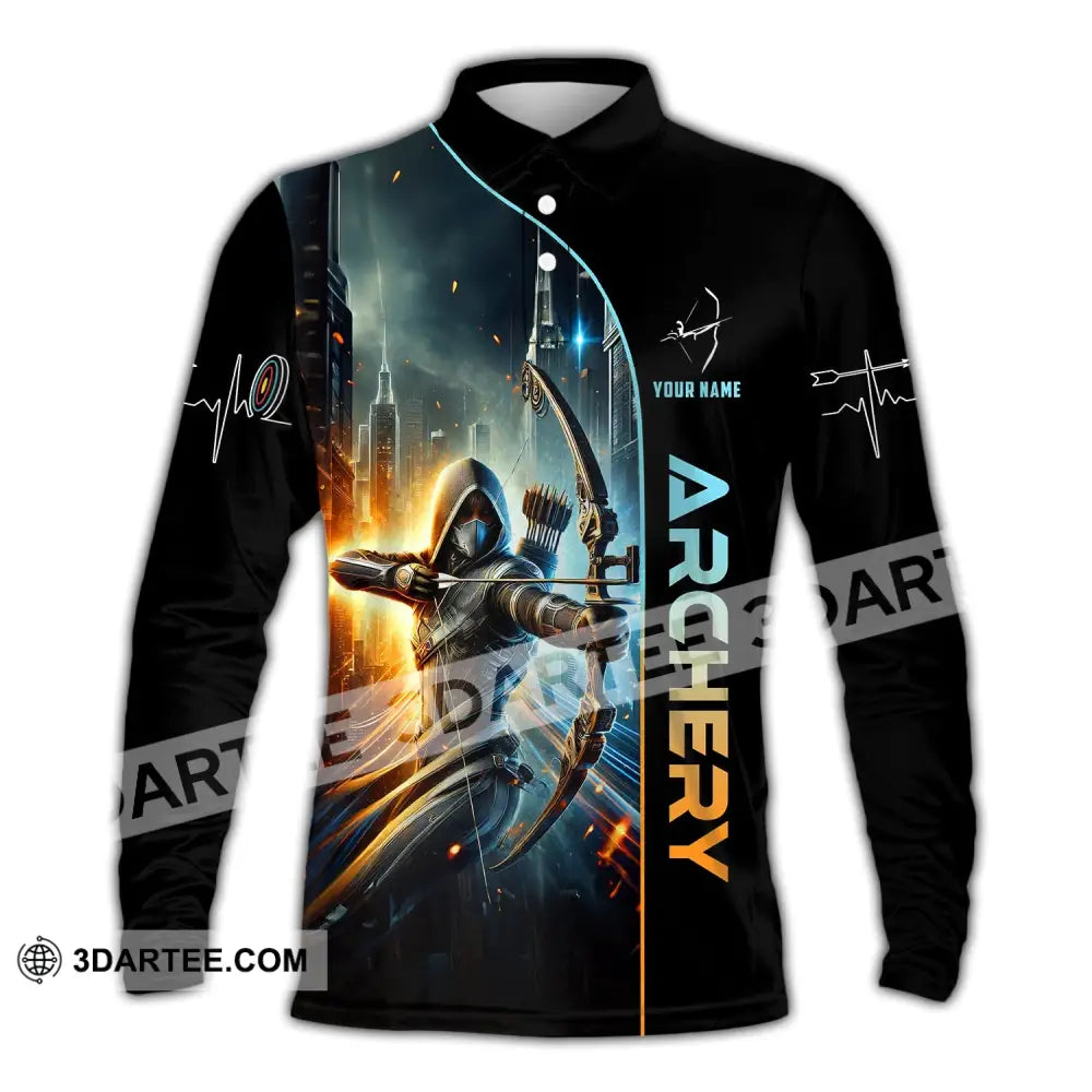 Woman Shirt Custom Name Archer Archery Polo Long Sleeve Gift / S T-Shirt