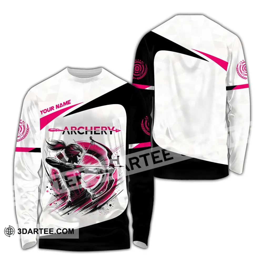 Woman Shirt Custom Name Archer Archery Team Uniform Gift Long Sleeve / S T-Shirt