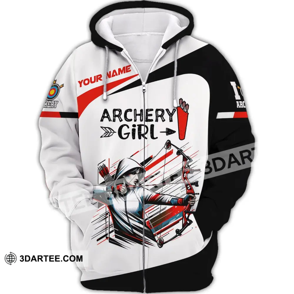 Woman Shirt Custom Name Archery Girl For Lovers Zipper Hoodie / S T-Shirt