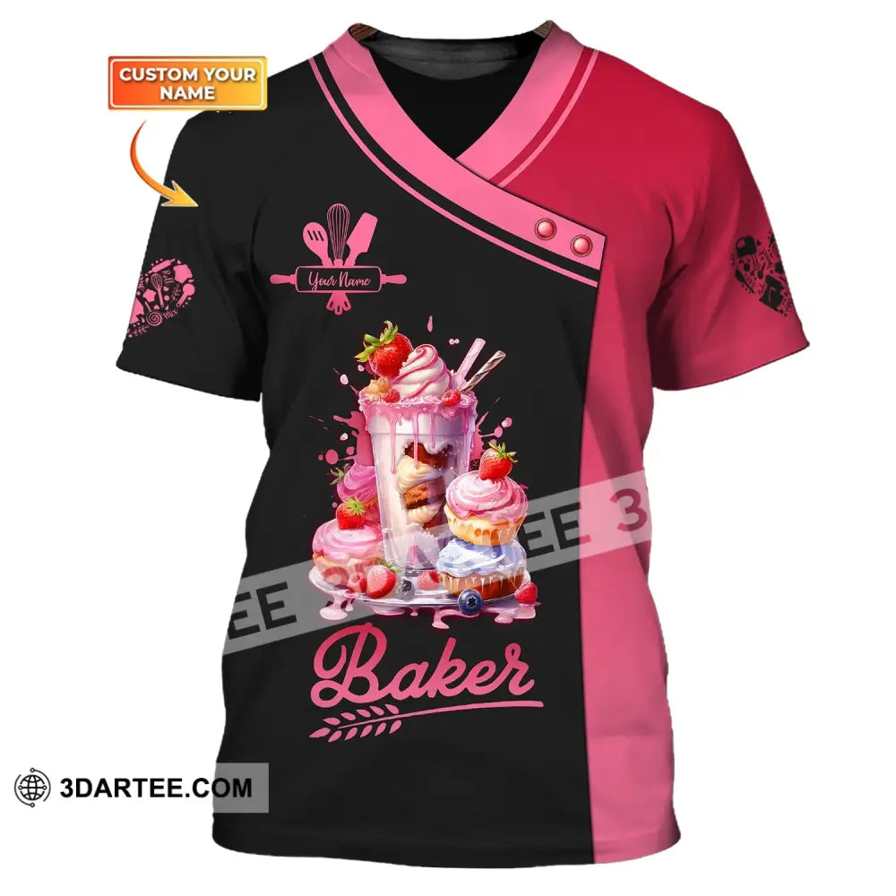 Woman Shirt Custom Name Baker Bakery Chef Baking Lovers Gift T-Shirt