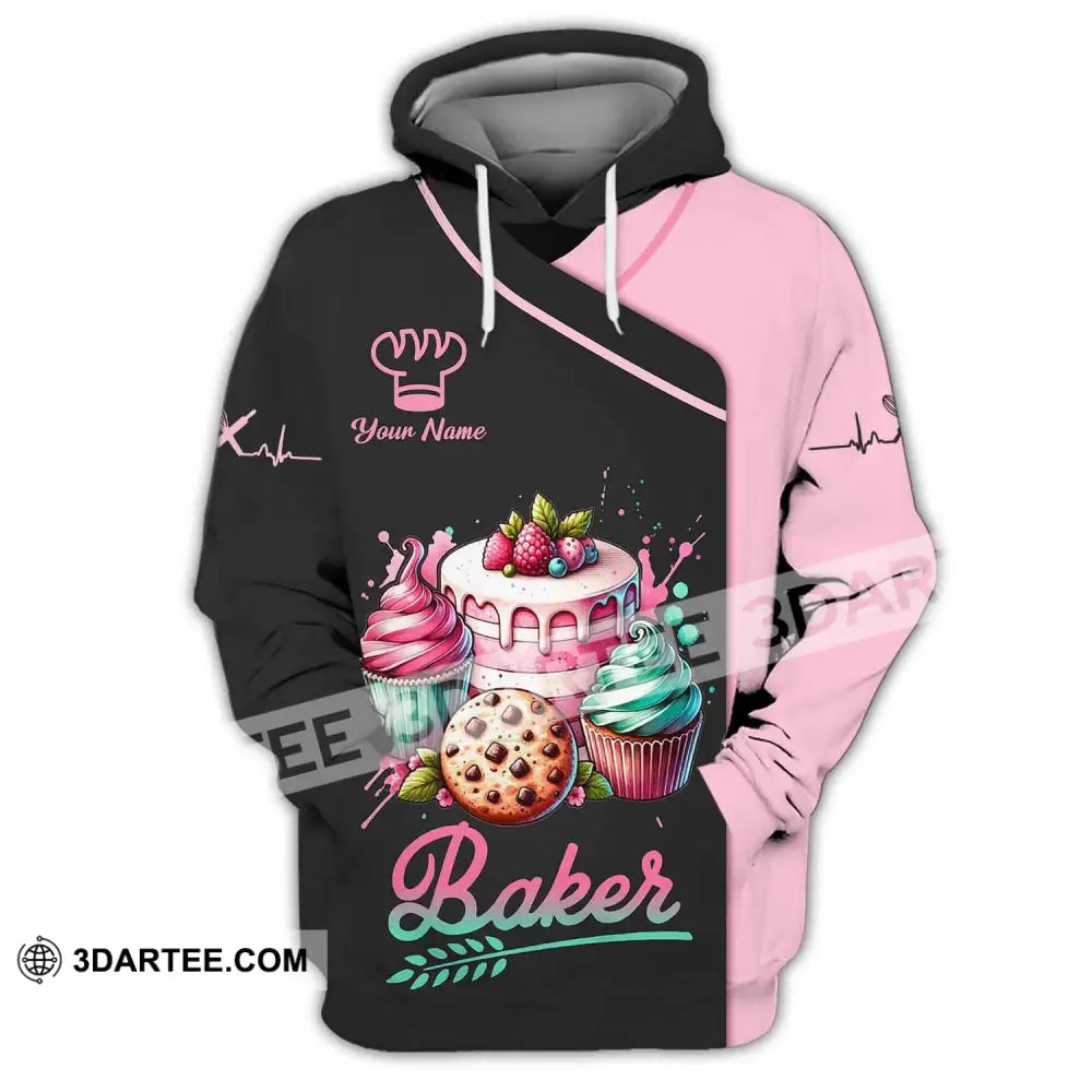 Woman Shirt Custom Name Baker Bakery Uniform Chef Baking Lovers Gift Hoodie / S T-Shirt