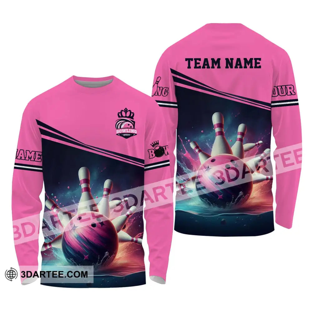 Woman Shirt - Custom Name Bowling Gift For Lovers Long Sleeve / S T-Shirt