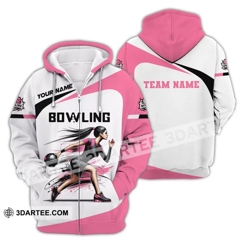 Woman Shirt Custom Name Bowling Zip Polo For Player T-Shirt T-Shirt