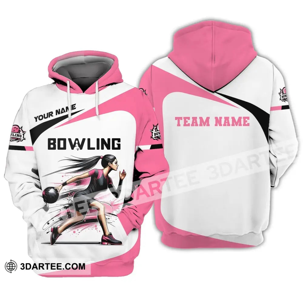 Woman Shirt Custom Name Bowling Zip Polo For Player T-Shirt Hoodie / S T-Shirt