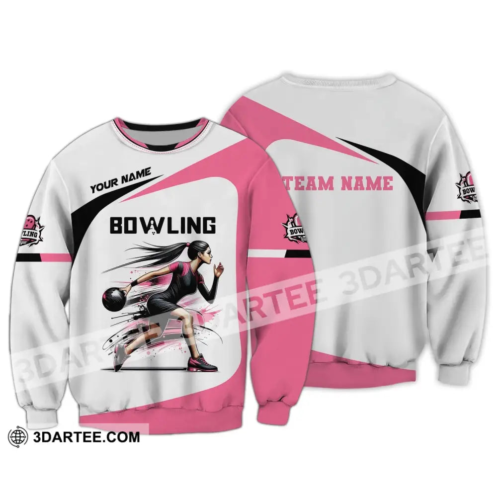 Woman Shirt Custom Name Bowling Zip Polo For Player T-Shirt Long Sleeve / S T-Shirt