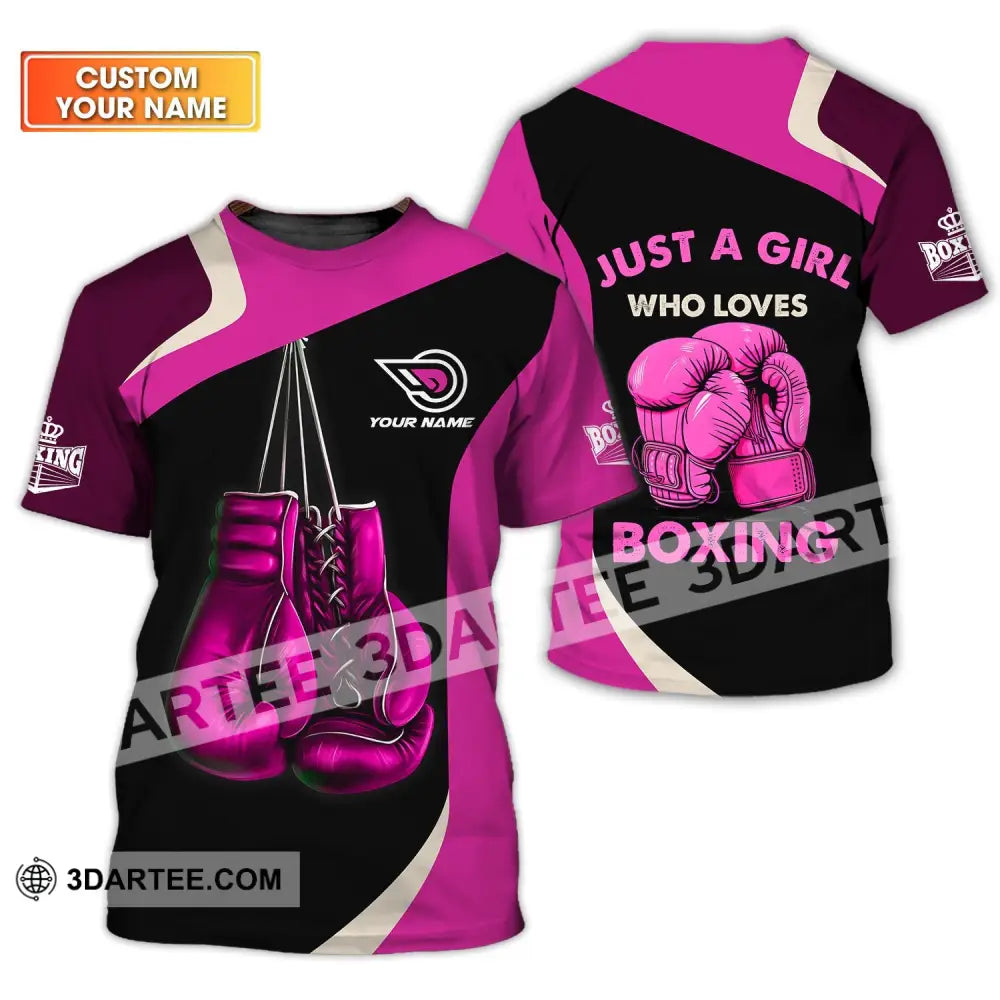 Woman Shirt - Custom Name Boxing Lover Girl T-Shirt T-Shirt / S