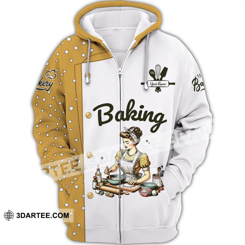 Woman Shirt Custom Name For Baker Bakery Chef Baking Lovers Gift Zipper Hoodie / S T-Shirt