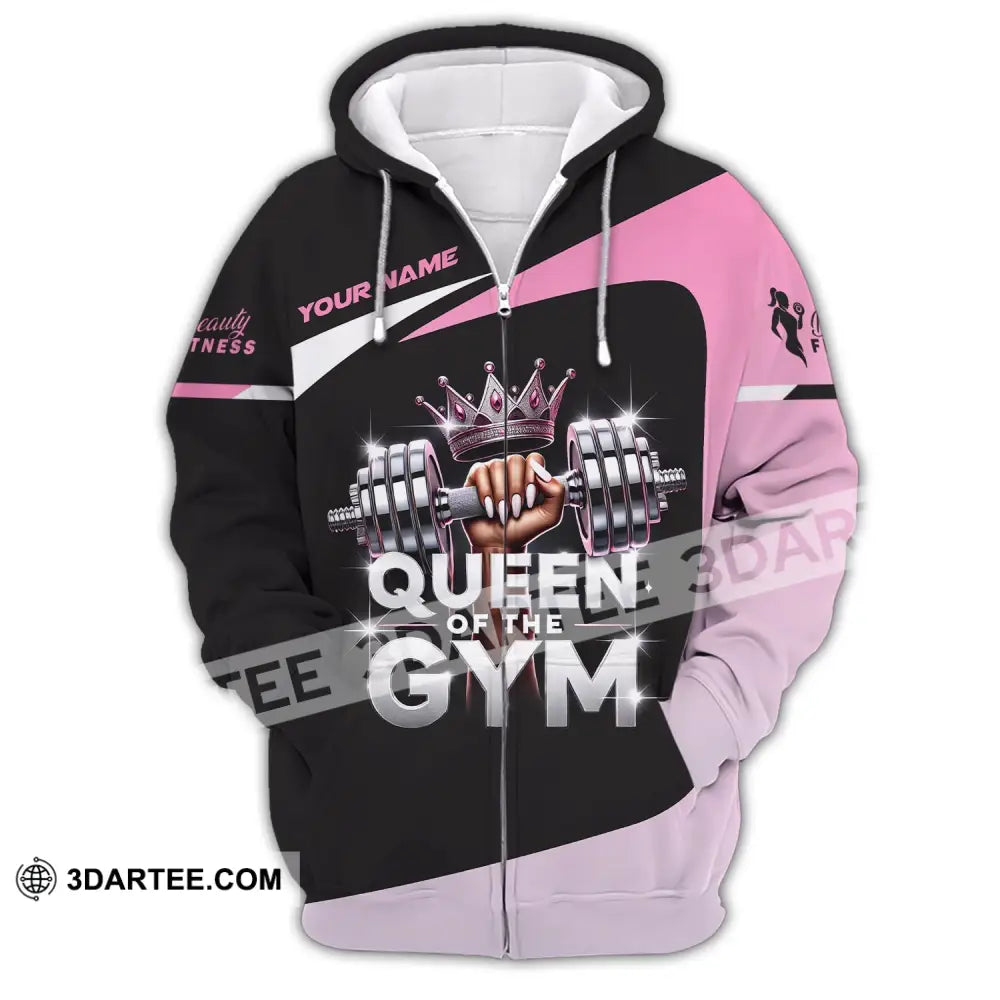 Woman Shirt Custom Name Gym Queen Of The T-Shirt Zipper Hoodie / S T-Shirt