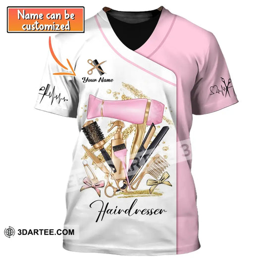 Woman Shirt Custom Name Hairdresser Hairstylist Apparel T-Shirt For Barber Shop