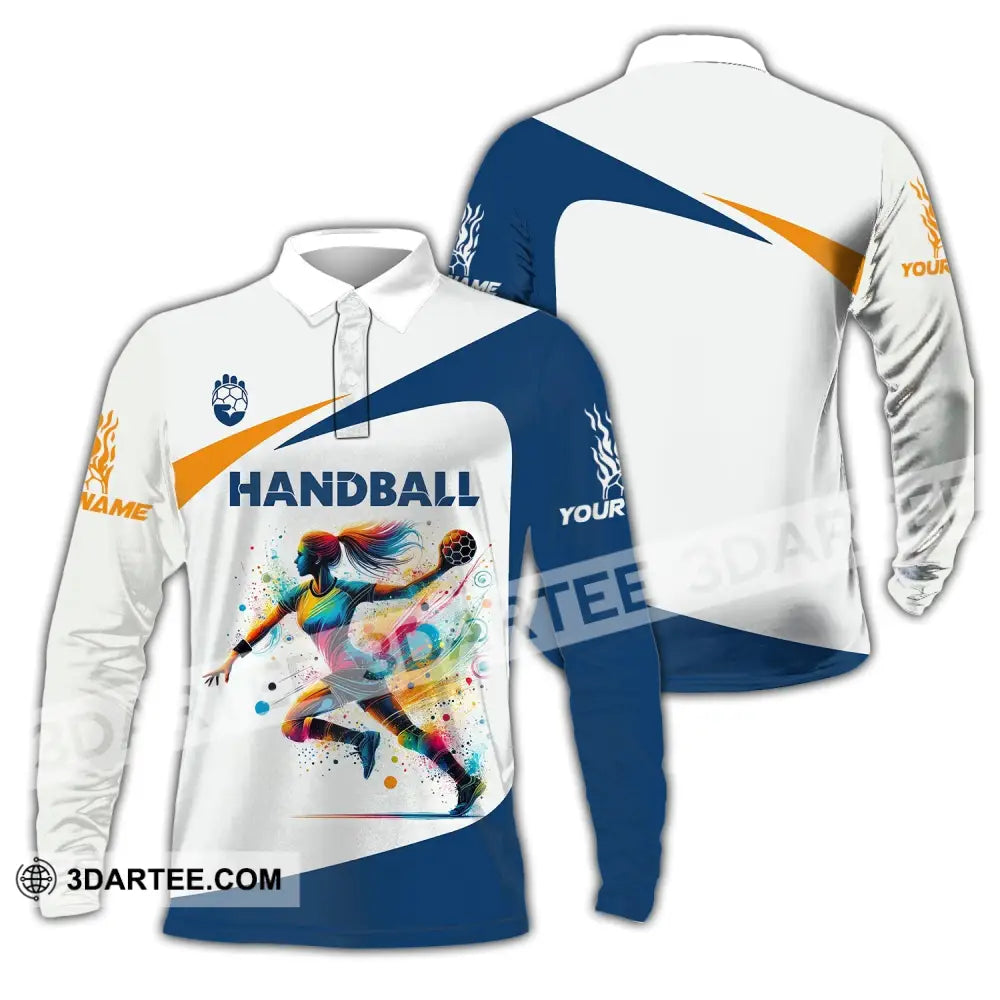 Woman Shirt Custom Name Handball Player Hoodie Polo Long Sleeve Gift For / S T-Shirt