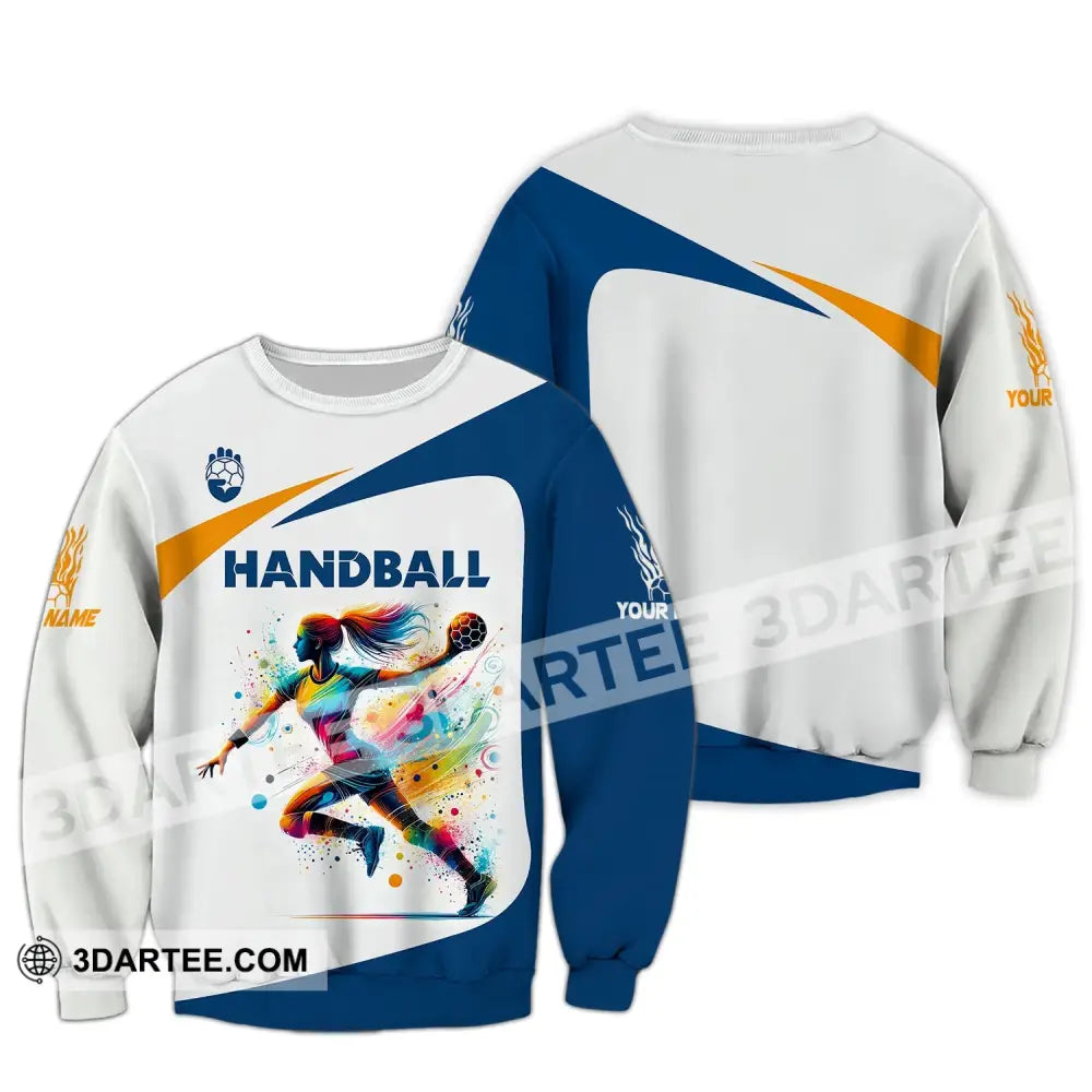 Woman Shirt Custom Name Handball Player Hoodie Polo Long Sleeve Gift For / S T-Shirt