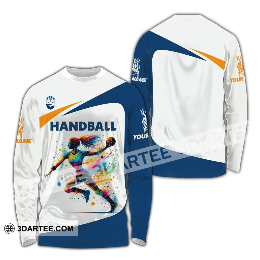 Woman Shirt Custom Name Handball Player Hoodie Polo Long Sleeve Gift For / S T-Shirt