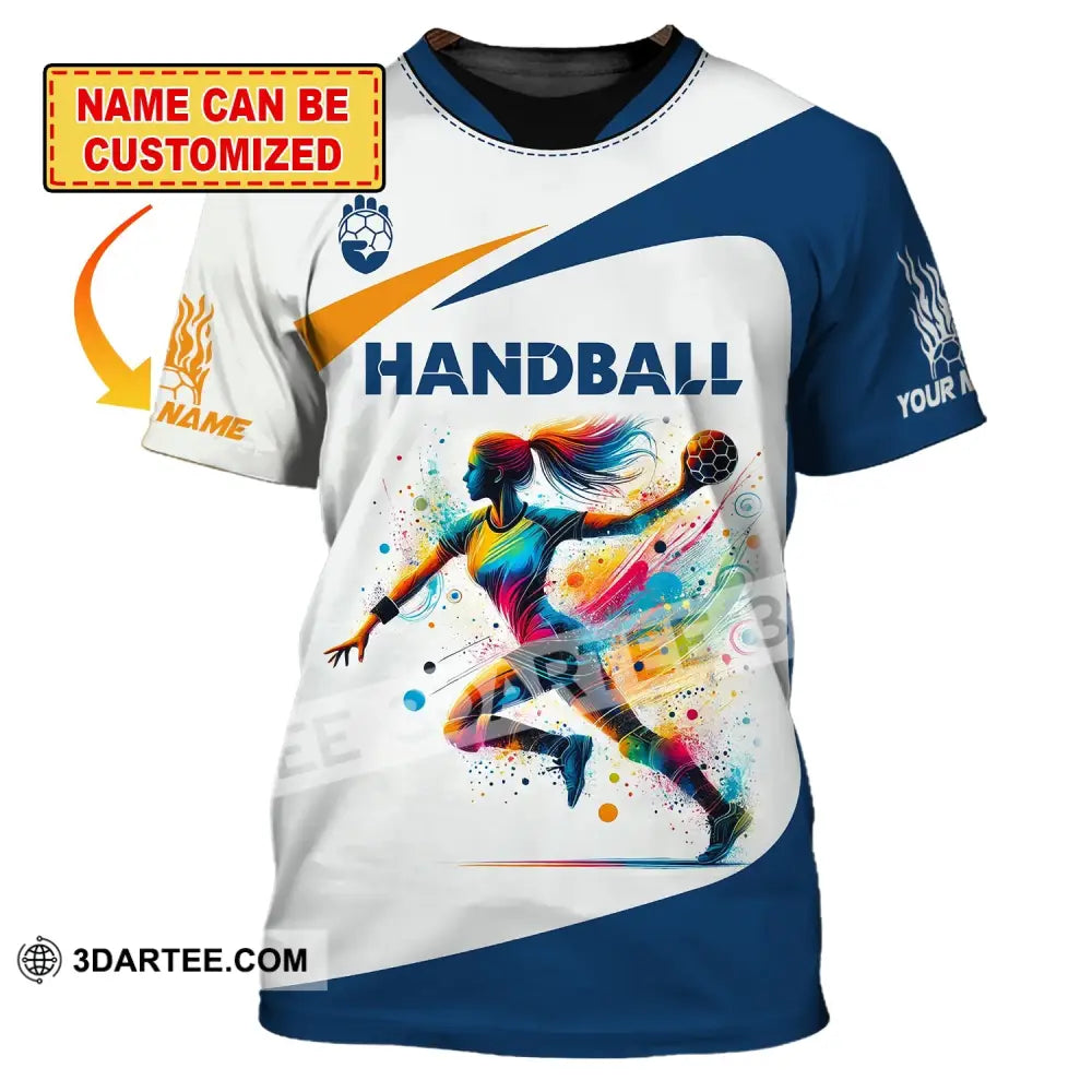 Woman Shirt Custom Name Handball Player Hoodie Polo Long Sleeve Gift For T-Shirt