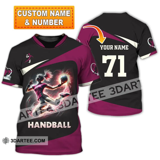 Woman Shirt Custom Name Handball Polo Long Sleeve Lover T-Shirt T-Shirt