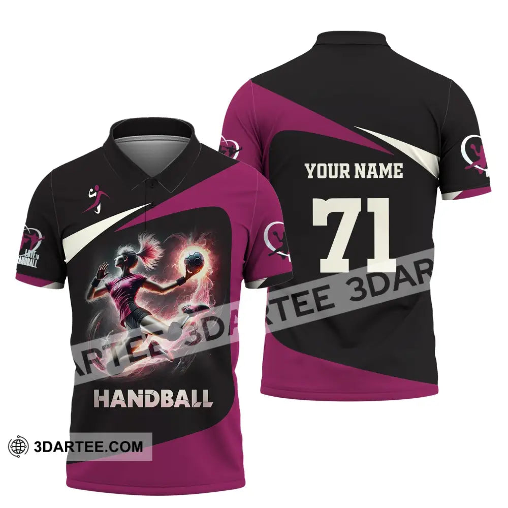 Woman Shirt Custom Name Handball Polo Long Sleeve Lover T-Shirt / S T-Shirt