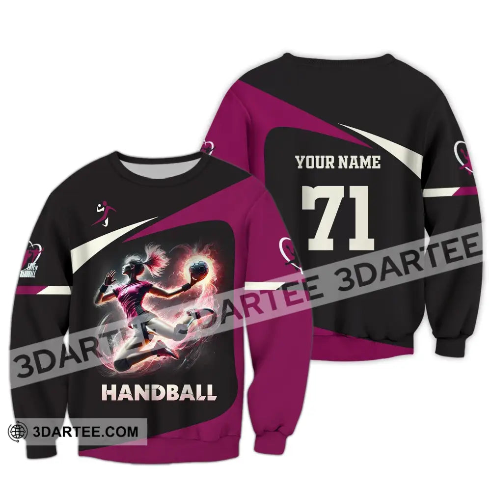 Woman Shirt Custom Name Handball Polo Long Sleeve Lover T-Shirt / S T-Shirt