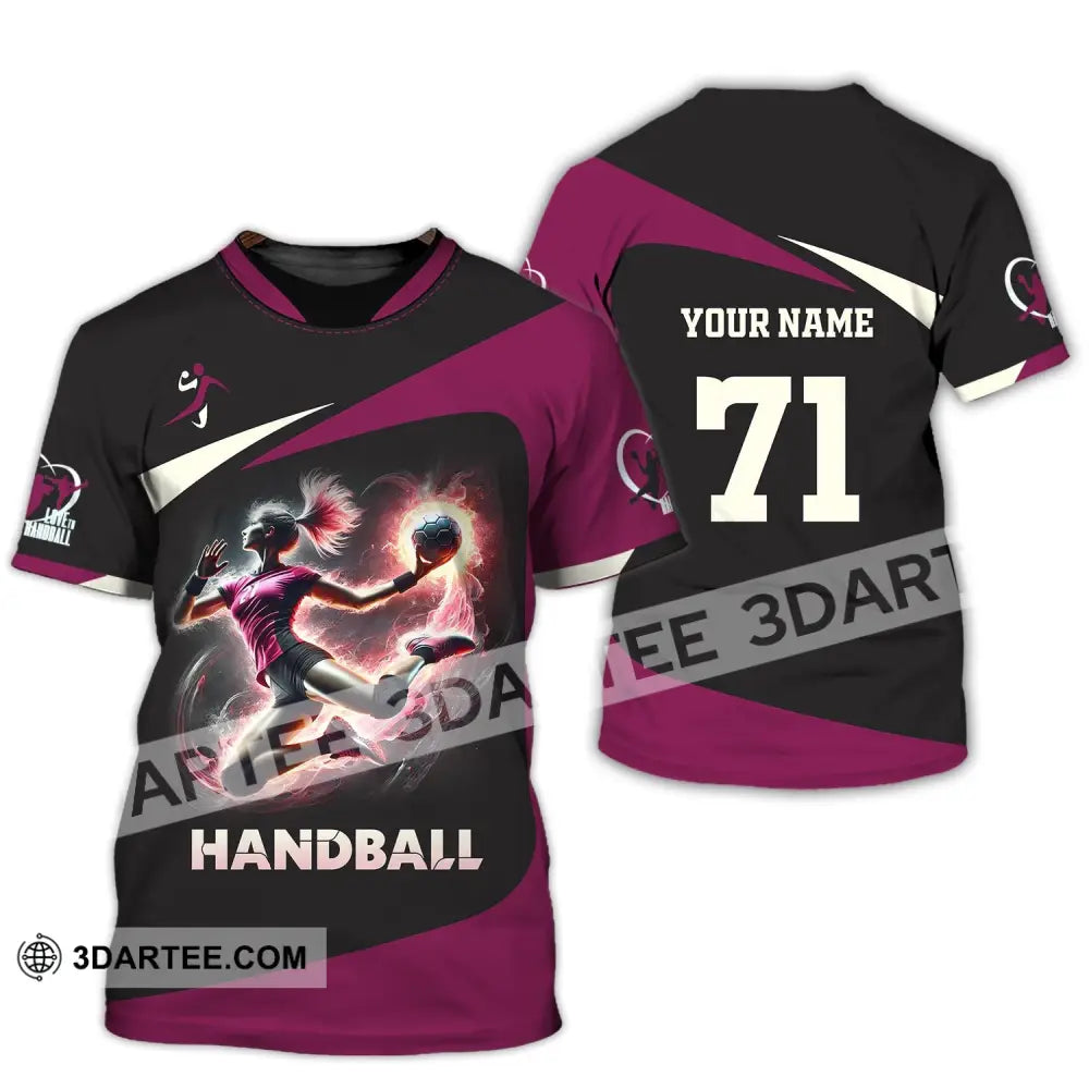 Woman Shirt Custom Name Handball Polo Long Sleeve Lover T-Shirt / S T-Shirt