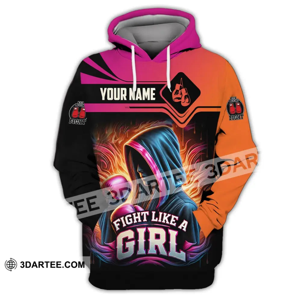 Woman Shirt Custom Name Kick Boxing Polo Long Sleeve Gift Hoodie / S T-Shirt