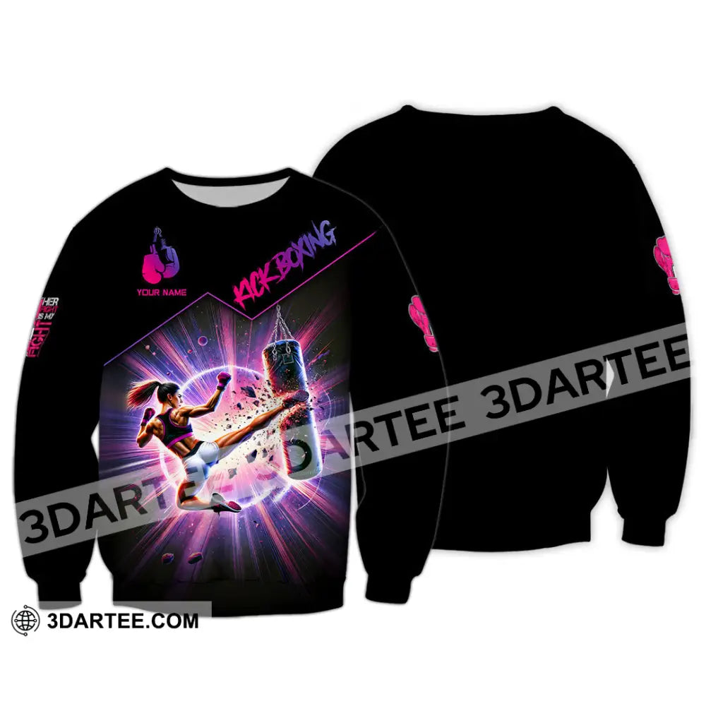 Woman Shirt Custom Name Kick Boxing Polo Long Sleeve Gift / S T-Shirt