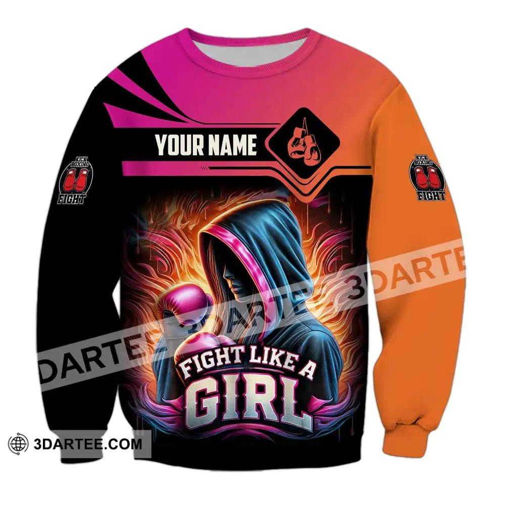 Woman Shirt Custom Name Kick Boxing Polo Long Sleeve Gift / S T-Shirt