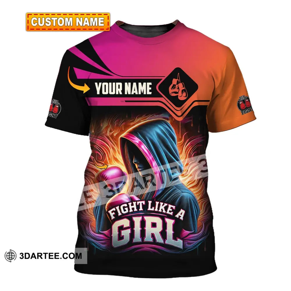 Woman Shirt Custom Name Kick Boxing Polo Long Sleeve Gift T-Shirt