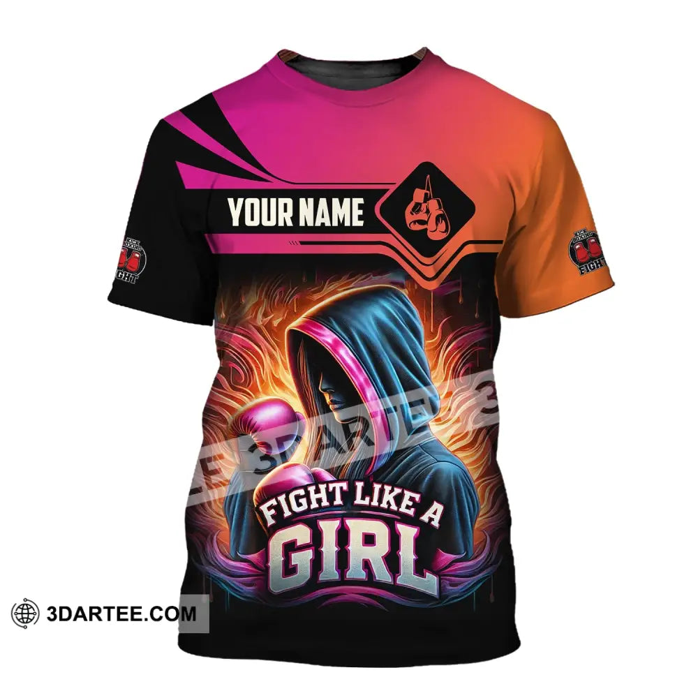 Woman Shirt Custom Name Kick Boxing Polo Long Sleeve Gift T-Shirt / S T-Shirt