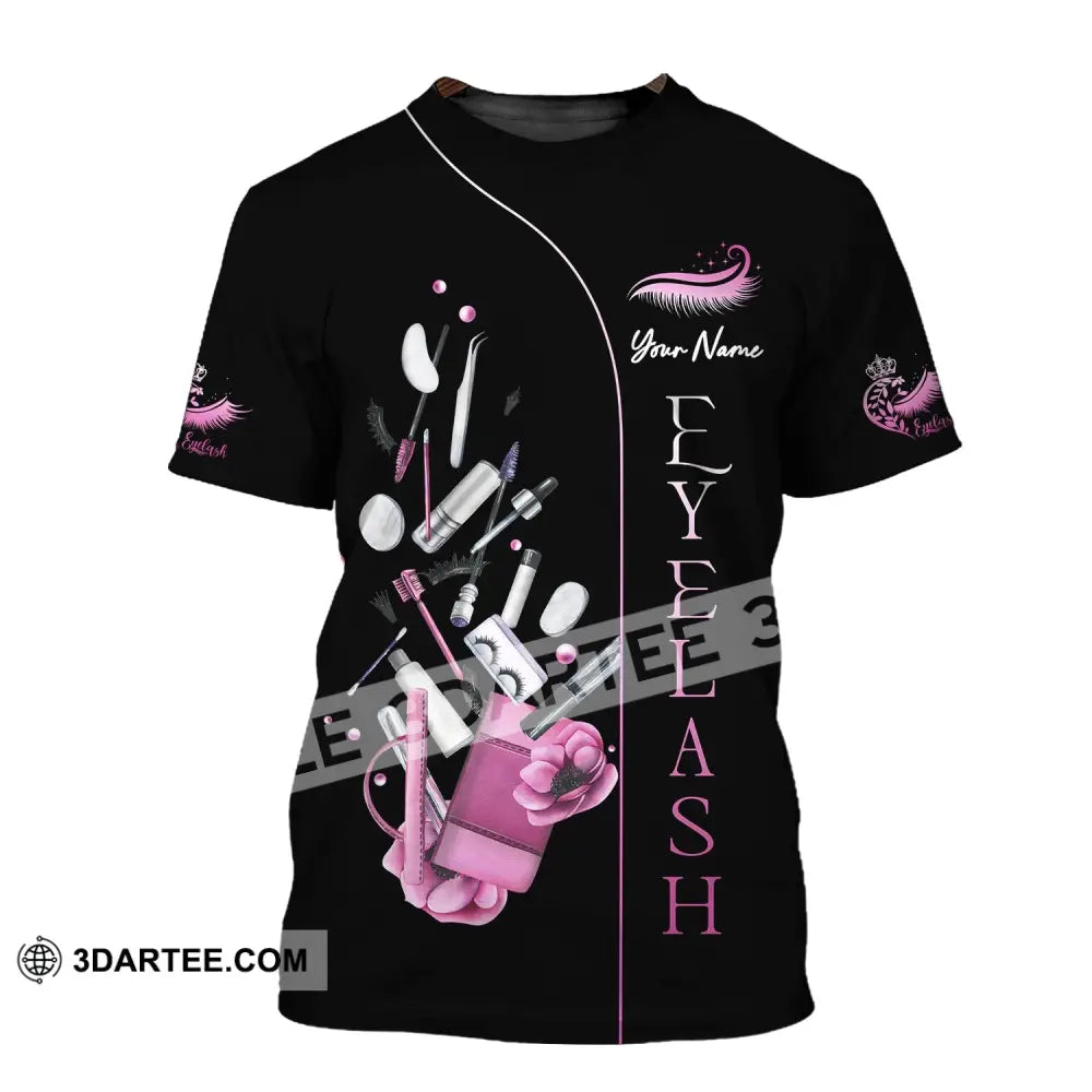 Woman Shirt Custom Name Makeup Artist Eyelash T-Shirt / S T-Shirt