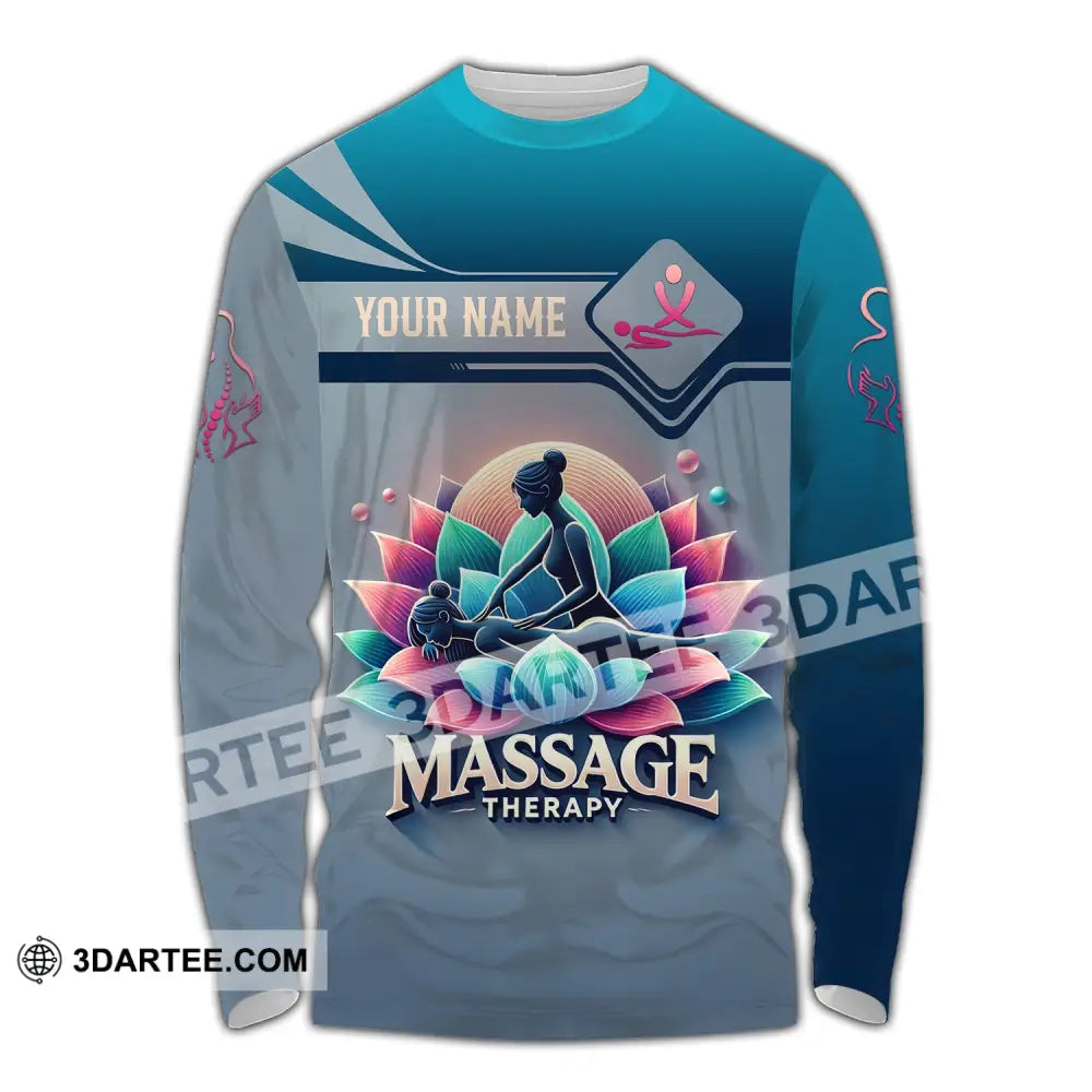 Woman Shirt Custom Name Massage Therapist T-Shirt For Therapists Uniform Long Sleeve / S T-Shirt