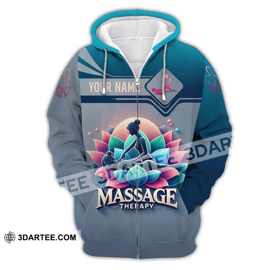 Woman Shirt Custom Name Massage Therapist T-Shirt For Therapists Uniform Zipper Hoodie / S T-Shirt