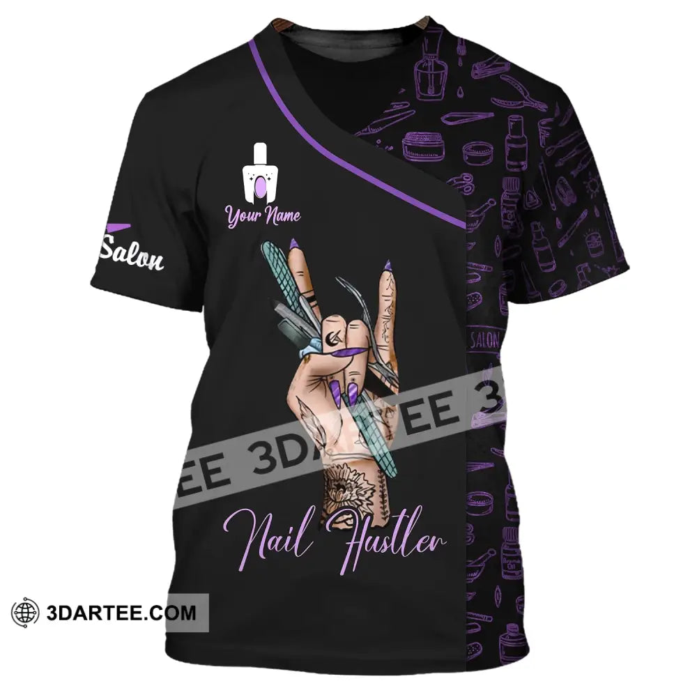 Woman Shirt Custom Name Nail Artist Hustler Salon T-Shirt / S