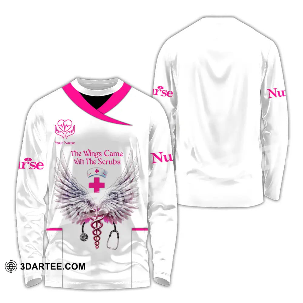 Woman Shirt Custom Name Nurse Polo Long Sleeve Uniform / S T-Shirt