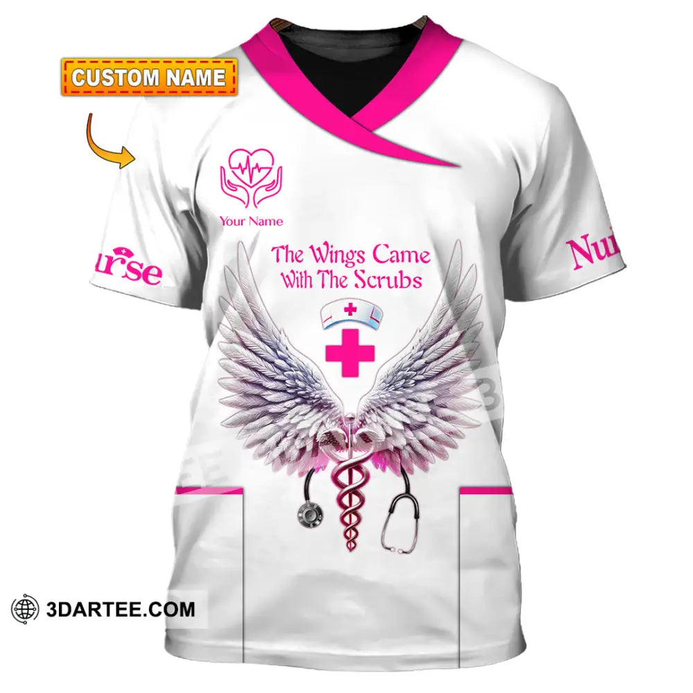 Woman Shirt Custom Name Nurse Polo Long Sleeve Uniform T-Shirt