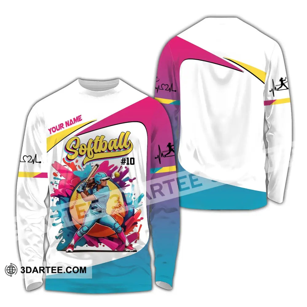 Woman Shirt Custom Name Softball Polo Long Sleeve Lover Gift / S T-Shirt