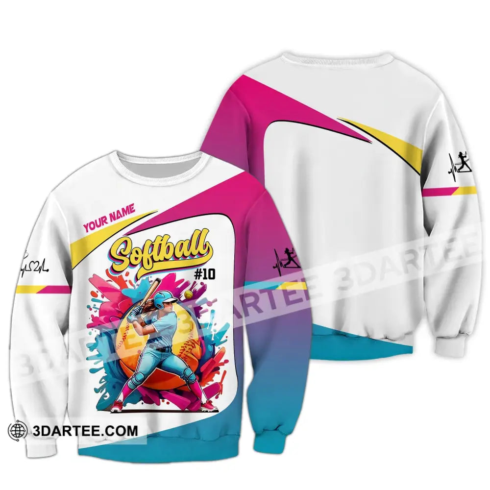 Woman Shirt Custom Name Softball Polo Long Sleeve Lover Gift / S T-Shirt