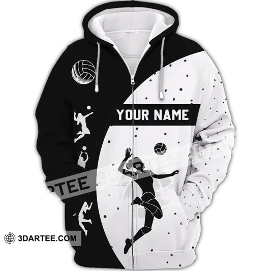 Woman Shirt - Custom Name T-Shirt Volleyball Clothing Zipper Hoodie / S T-Shirt