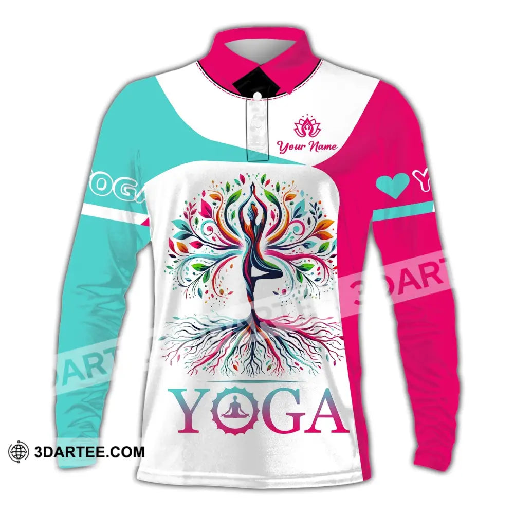 Woman Shirt Custom Name Yoga T-Shirt Hoodie Long Sleeve Gift For Lover Polo / S T-Shirt