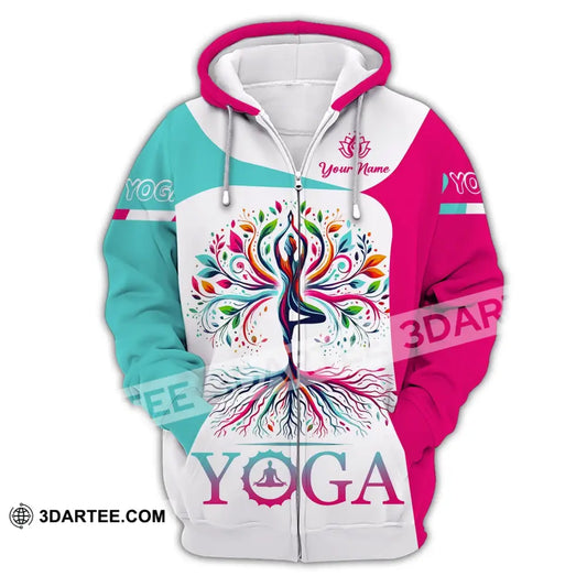 Woman Shirt Custom Name Yoga T-Shirt Hoodie Long Sleeve Gift For Lover Zipper / S T-Shirt