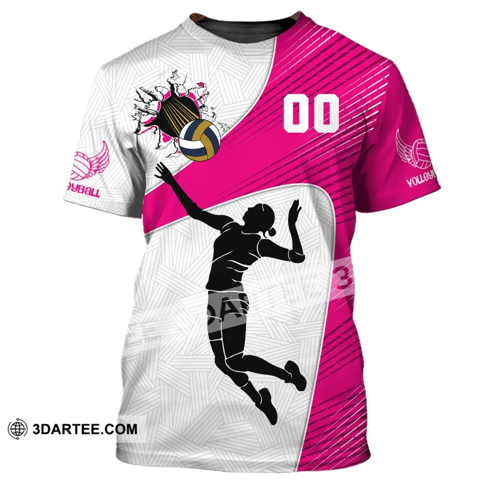 Woman Shirt Custom Number Volleyball T-Shirt For Team Gift Players / S