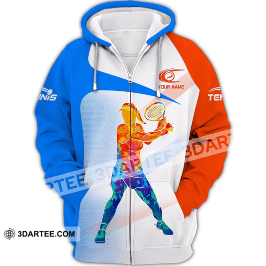 Woman Shirt Tennis Player Apparel T-Shirt Lover Gift Zipper Hoodie / S