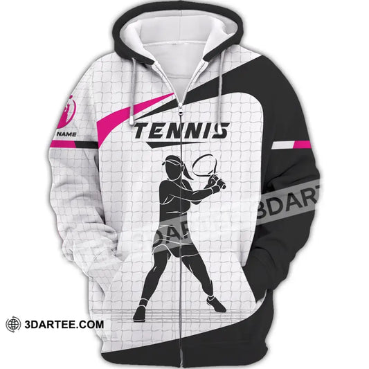 Woman Shirt Tennis T-Shirt Lover Gift Player Apparel Zipper Hoodie / S