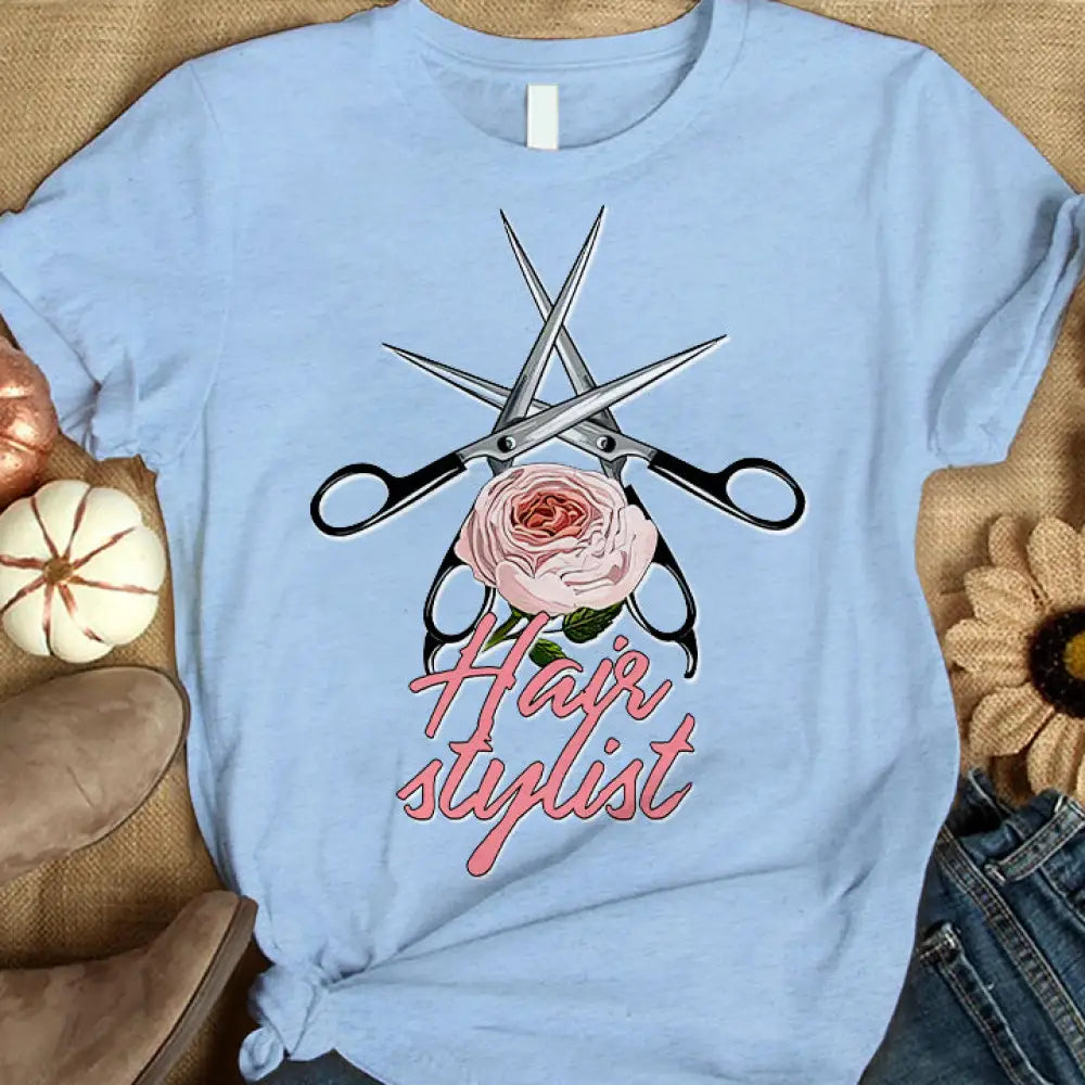 Woman T-Shirt Hairdresser Tshirt Shirt For Hairstylists Classic Tee / Blue S T-Shirt