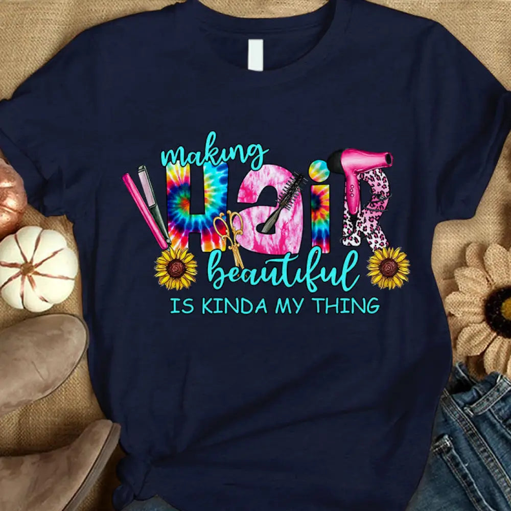 Woman T-Shirt Hairdresser Tshirt Shirt For Hairstylists Classic Tee / Dark Blue S T-Shirt
