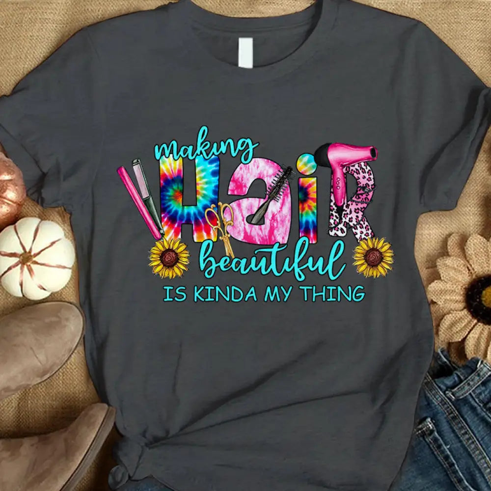 Woman T-Shirt Hairdresser Tshirt Shirt For Hairstylists Classic Tee / Dark Gray S T-Shirt