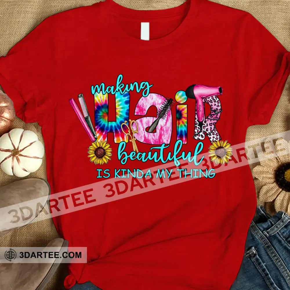 Woman T-Shirt Hairdresser Tshirt Shirt For Hairstylists Classic Tee / Red S T-Shirt