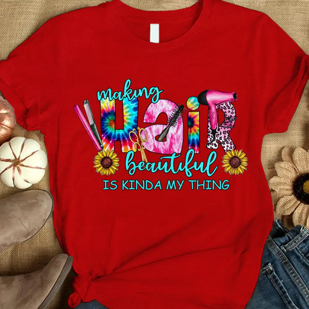 Woman T-Shirt Hairdresser Tshirt Shirt For Hairstylists Classic Tee / Red S T-Shirt