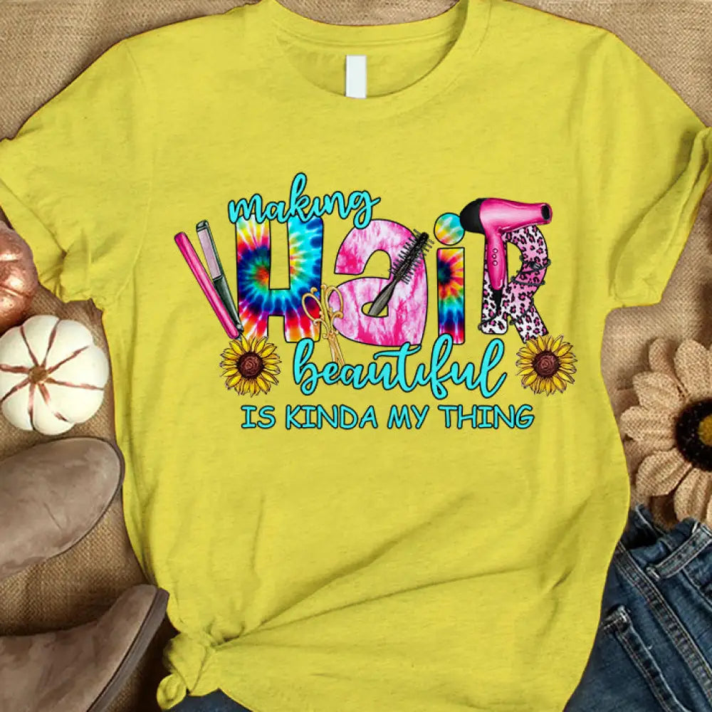 Woman T-Shirt Hairdresser Tshirt Shirt For Hairstylists Classic Tee / Yellow S T-Shirt