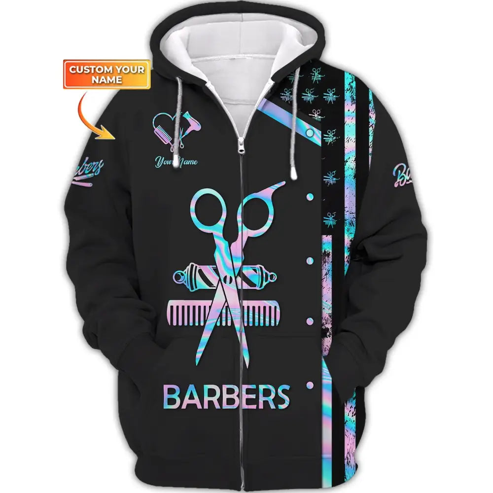 Women Shirt Barber Hairdresser Hoodie Sportwear Zipper / S T-Shirt