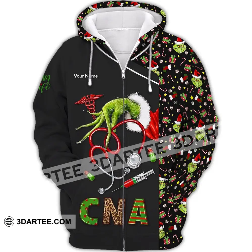 Women Shirt Cna Christmas Life T-Shirt Nurse Hoodie For Nurses Zipper / S